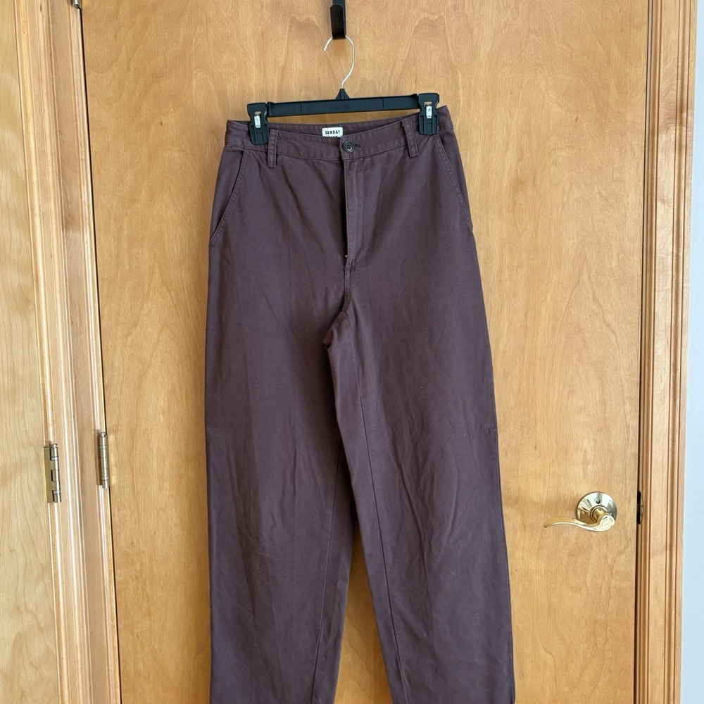 Aritzia Sunday Best Pants Womens‎ Size 4 Brown Cotton High Waisted Chinos Jaden